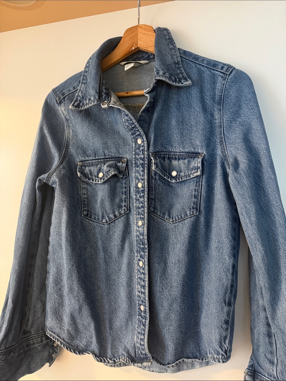 H&M Women's Blue Denim Button-Down Shirt